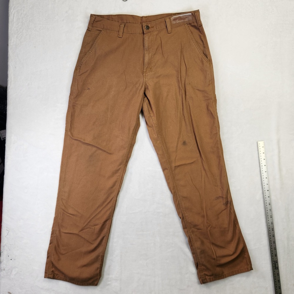Carhartt Mens Dungaree Fit Work Pants Brown Distressed Canvas‎ 34x32 383-51
